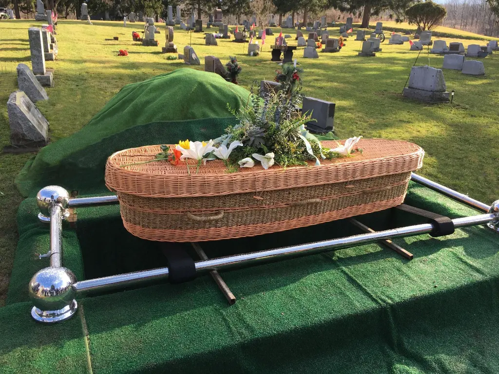 Seagrass casket in use.webp