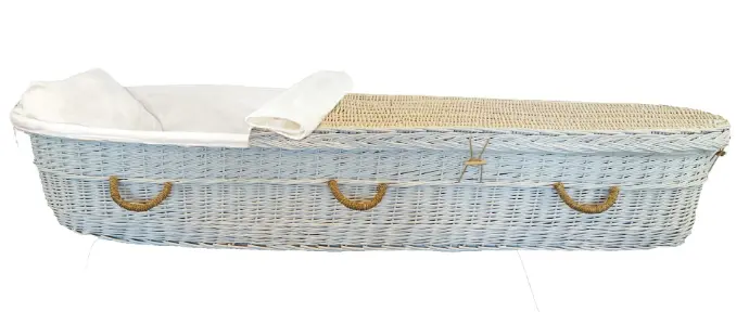 3/4 Lid, White Willow Casket