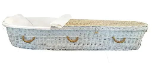 [LD-WILWH-59] 3/4 Lid, White Willow Casket (5'9")