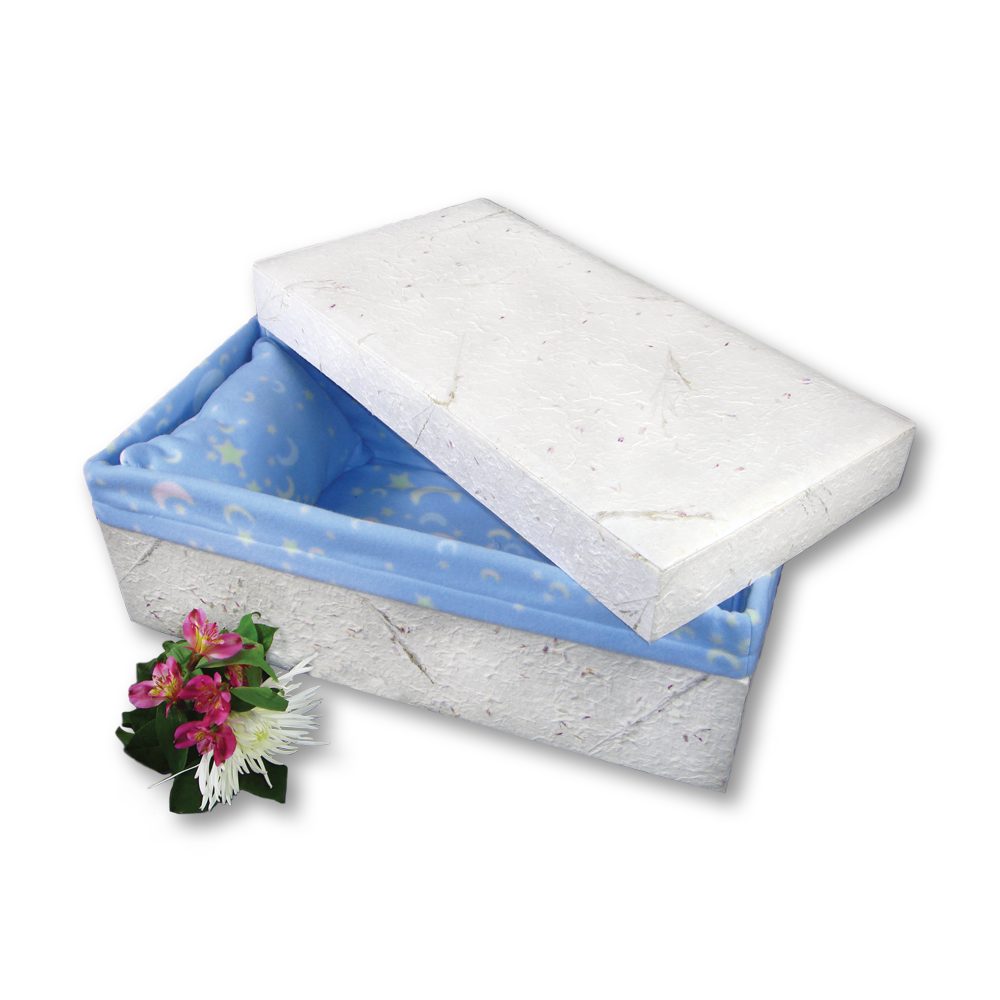 Child Handmade Paper Casket |Floral| Blue Fleece